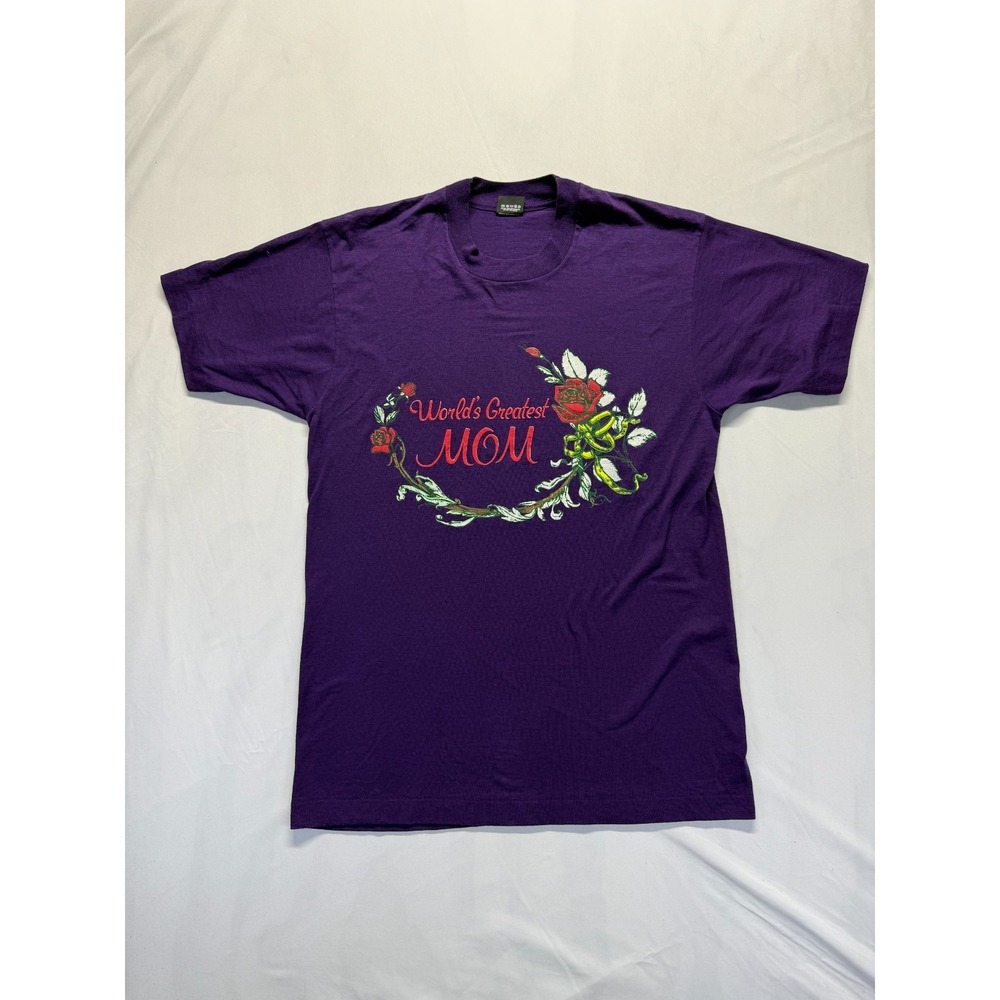 VTG Screen Stars T Shirt Unisex Large Purple Graphic Print World's Greatest Mom